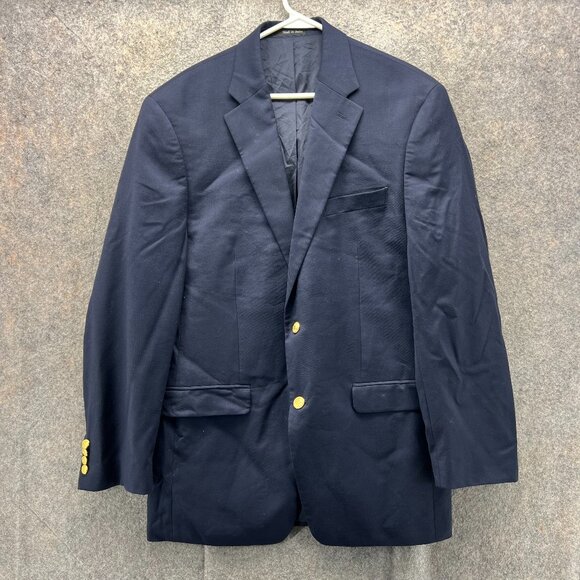 Lauren Ralph Lauren Blazer Mens 40L Blue Single Breasted Wool Jacket Gold Button - Picture 1 of 12